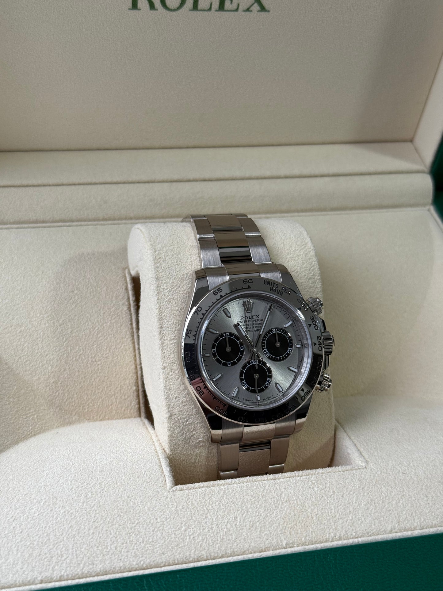 Rolex Daytona 126509 18ct White Gold case and Silver dial.