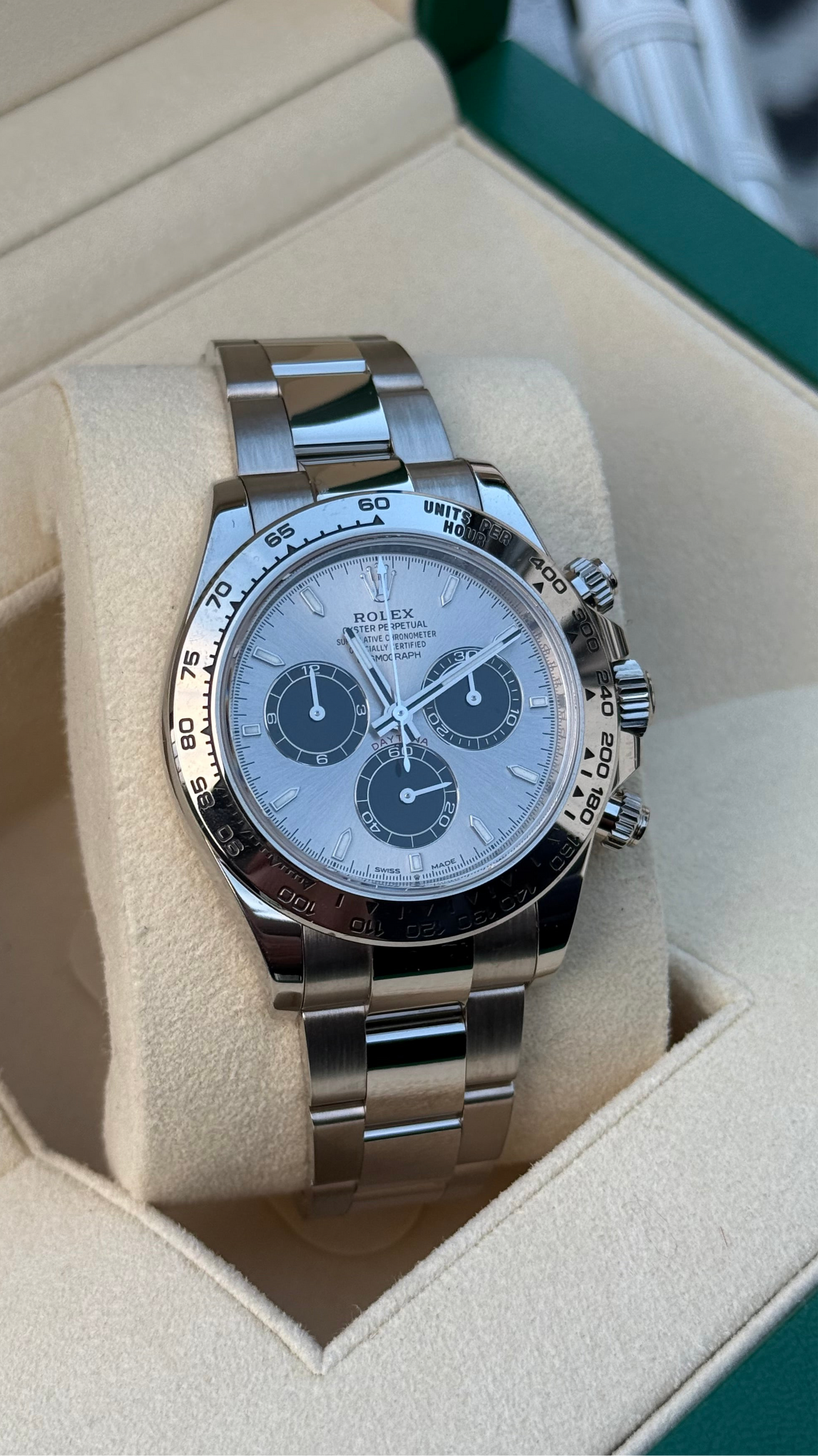 Rolex Daytona 126509 18ct White Gold case and Silver dial.