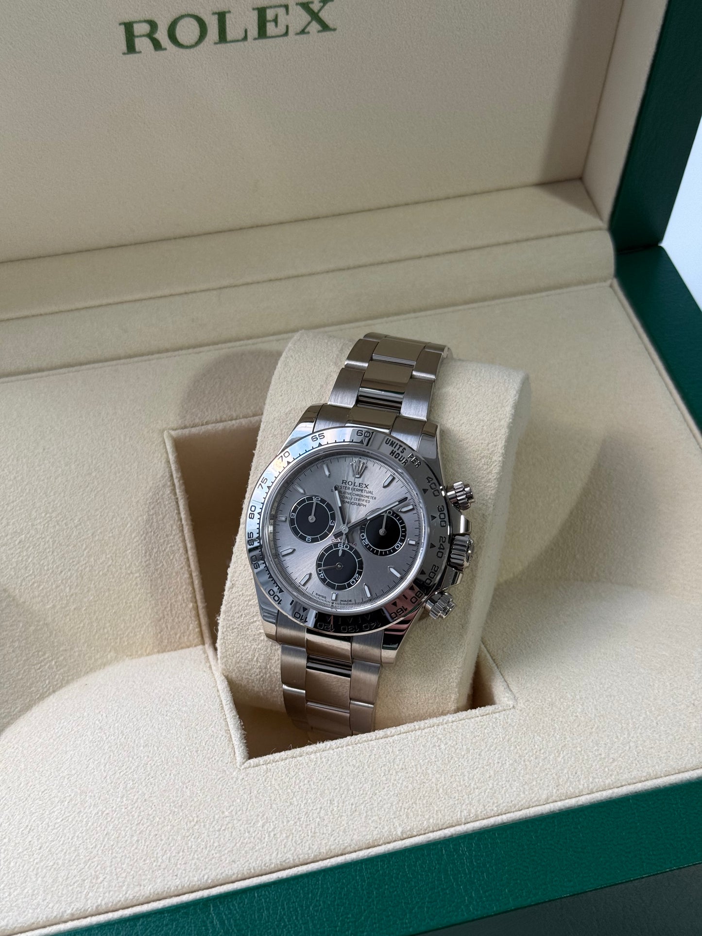 Rolex Daytona 126509 18ct White Gold case and Silver dial.