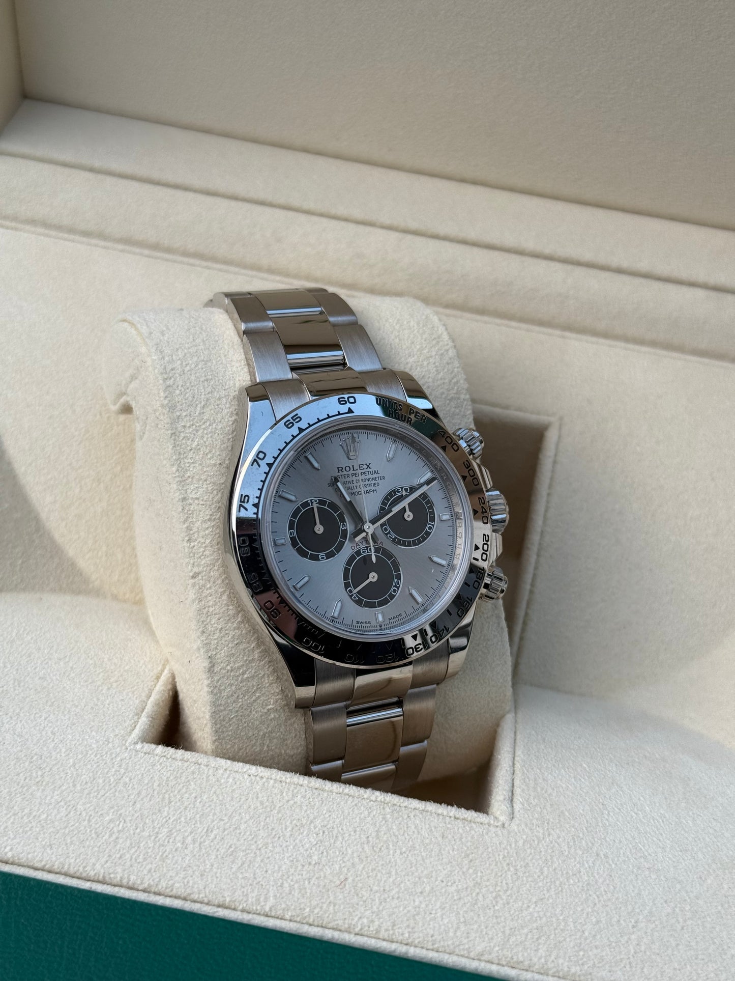Rolex Daytona 126509 18ct White Gold case and Silver dial.