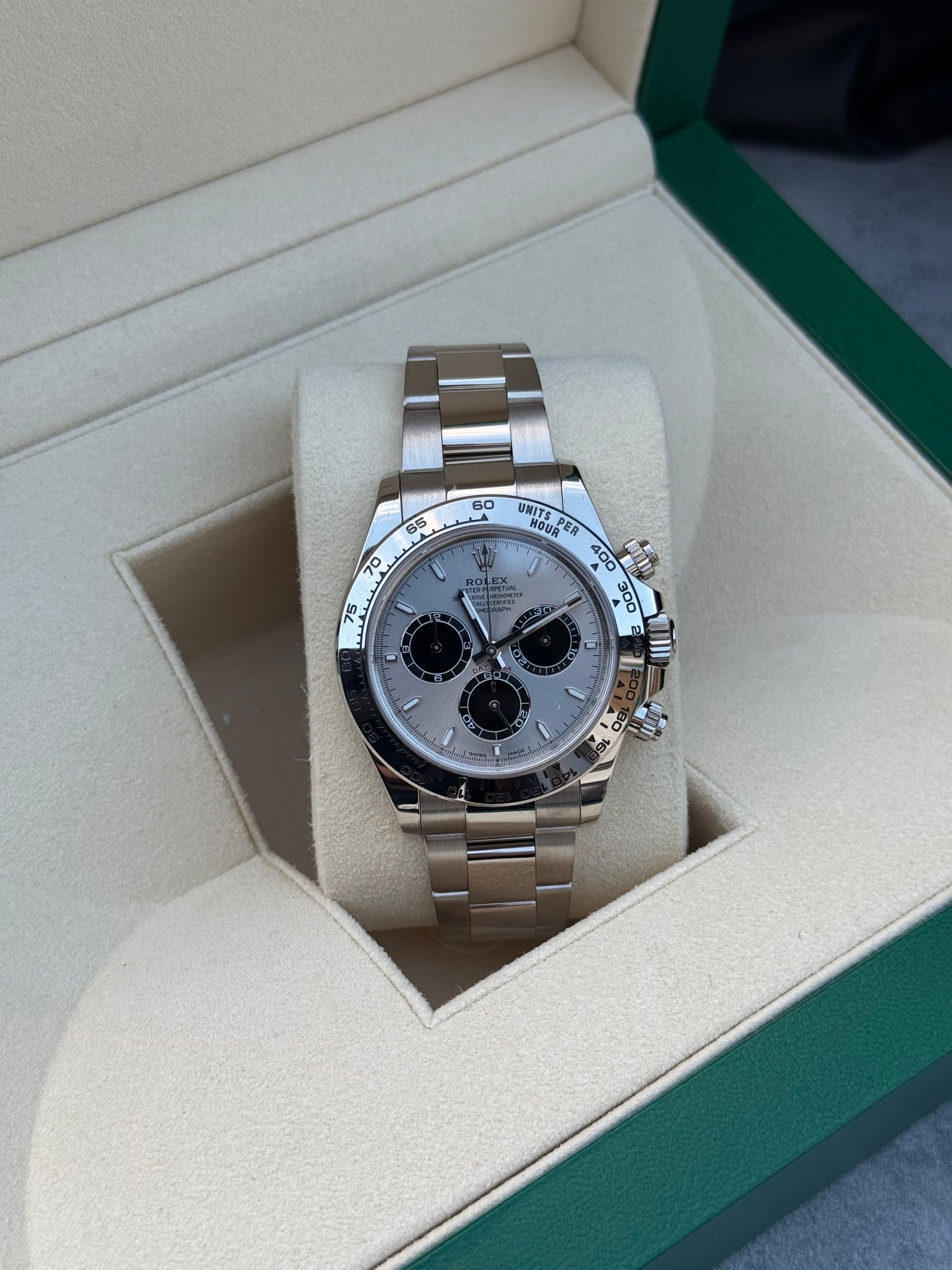 Rolex Daytona 126509 18ct White Gold case and Silver dial.