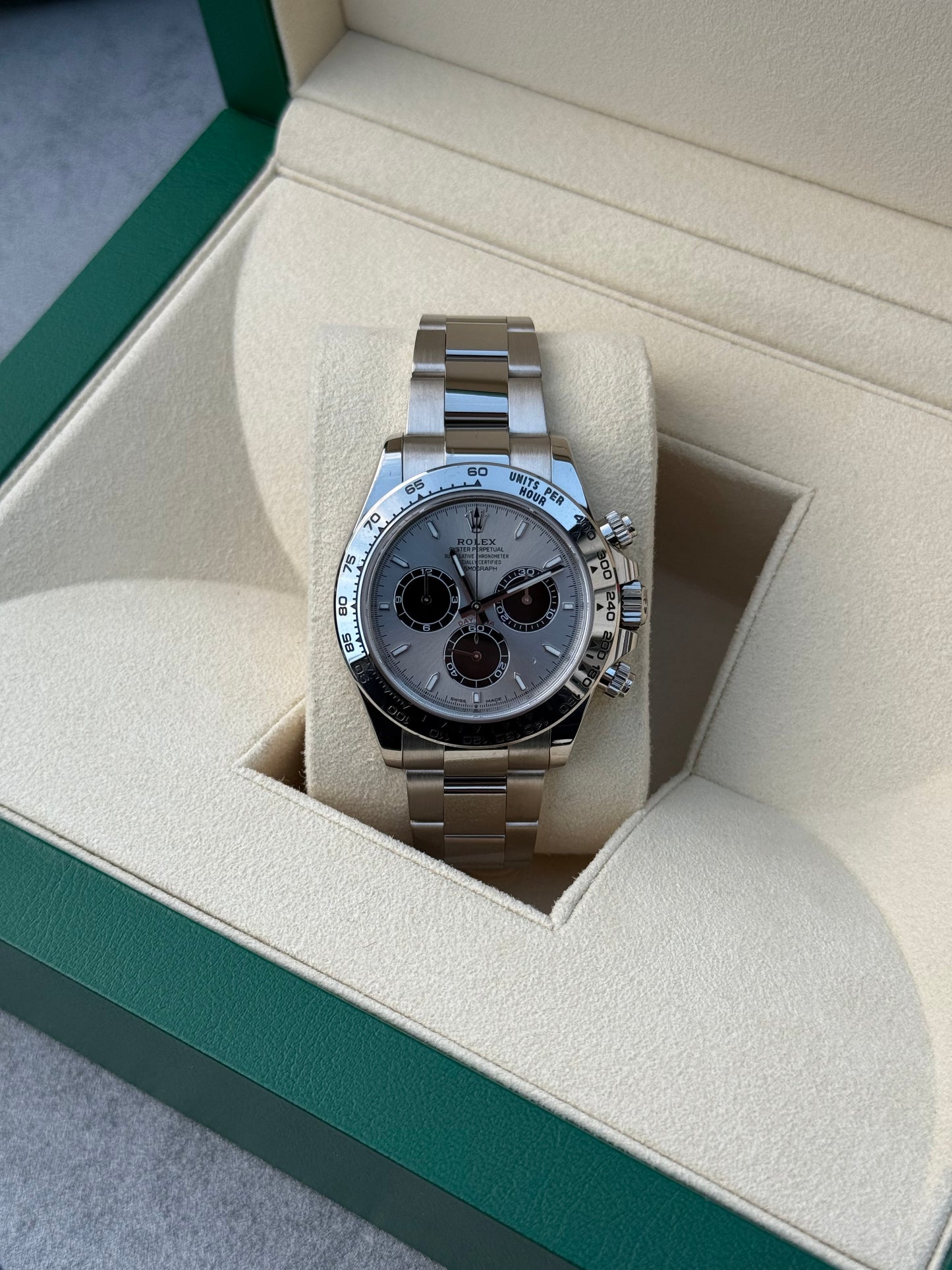 Rolex Daytona 126509 18ct White Gold case and Silver dial.