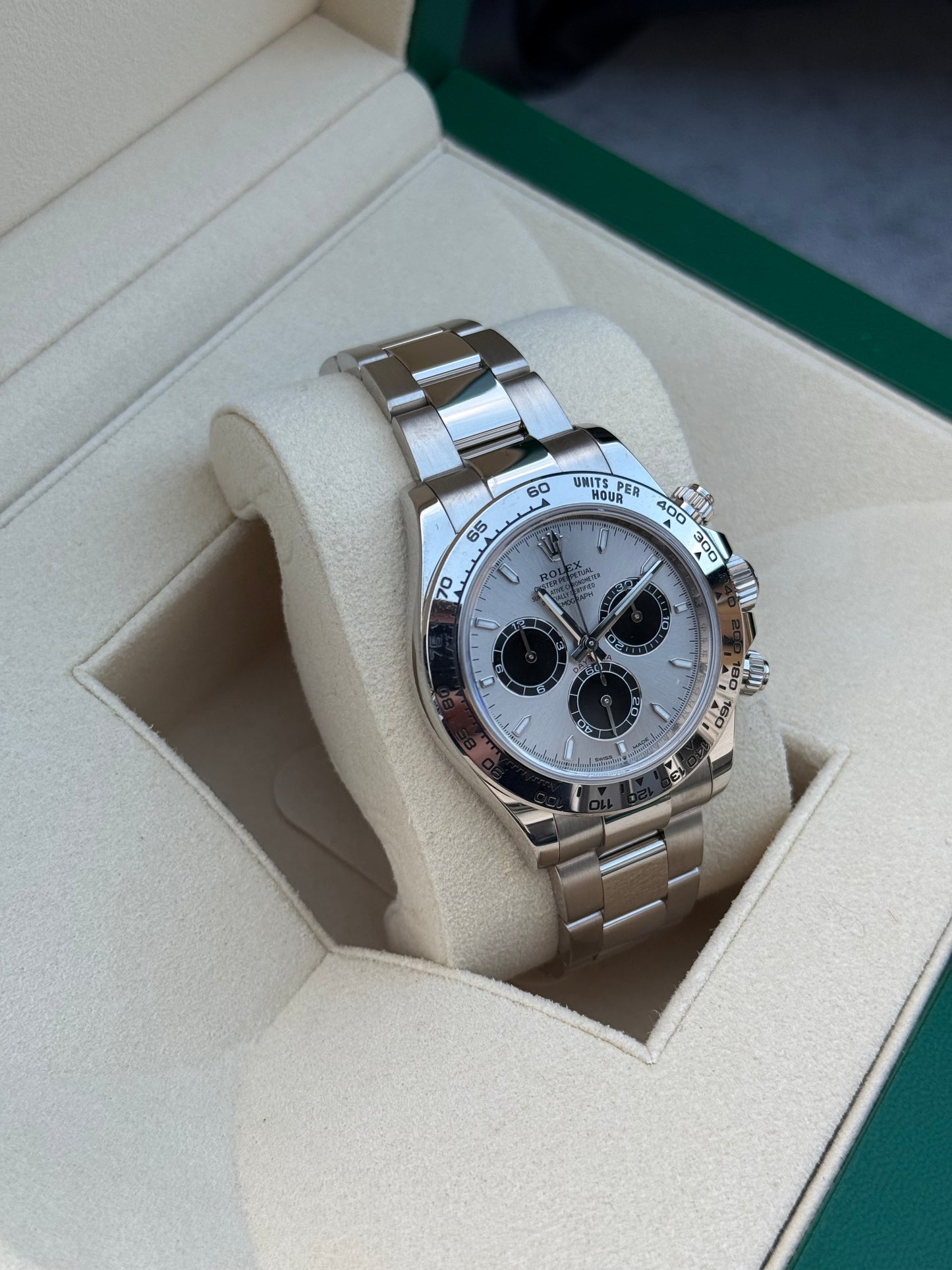 Rolex Daytona 126509 18ct White Gold case and Silver dial.