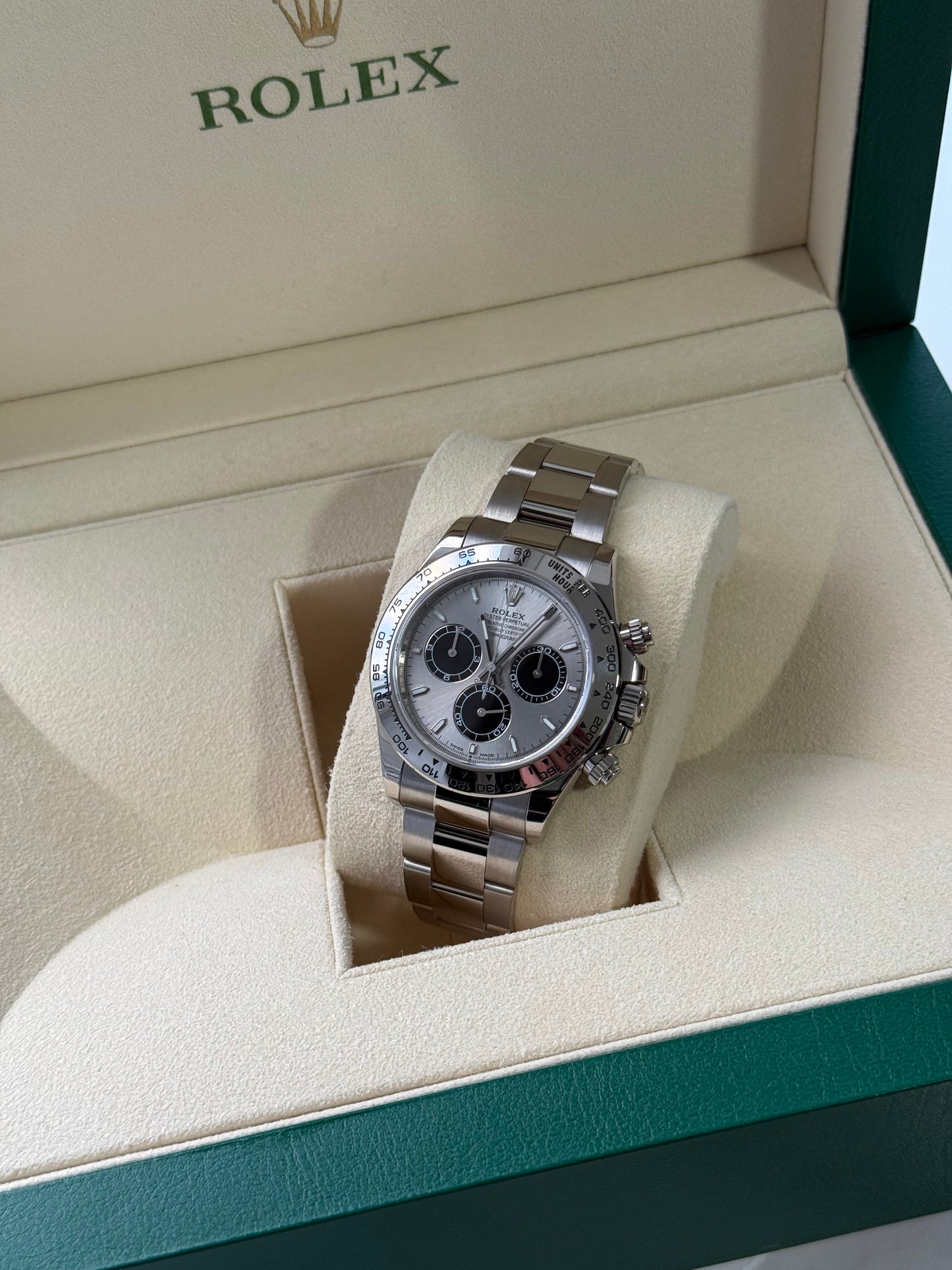 Rolex Daytona 126509 18ct White Gold case and Silver dial.