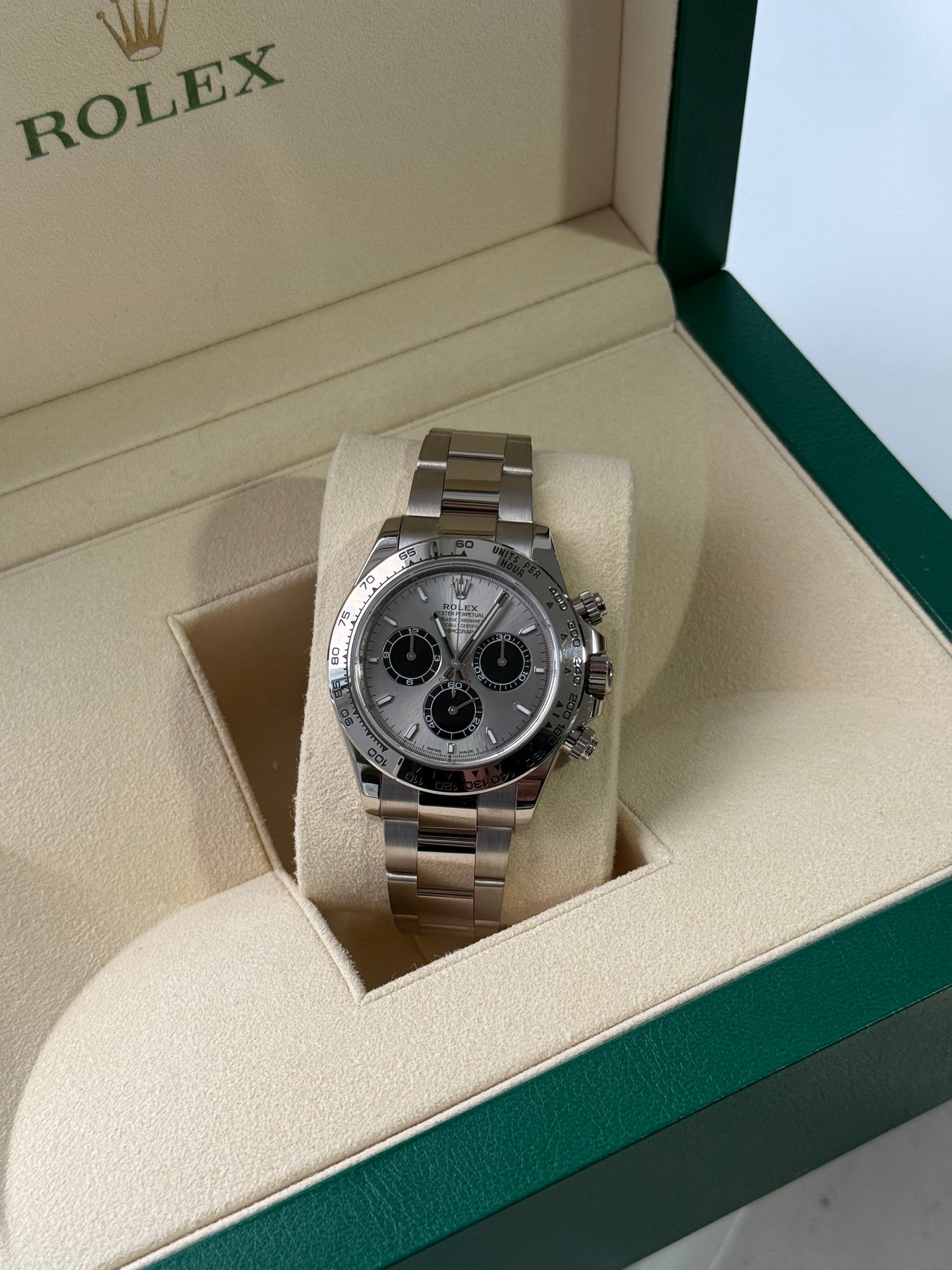 Rolex Daytona 126509 18ct White Gold case and Silver dial.