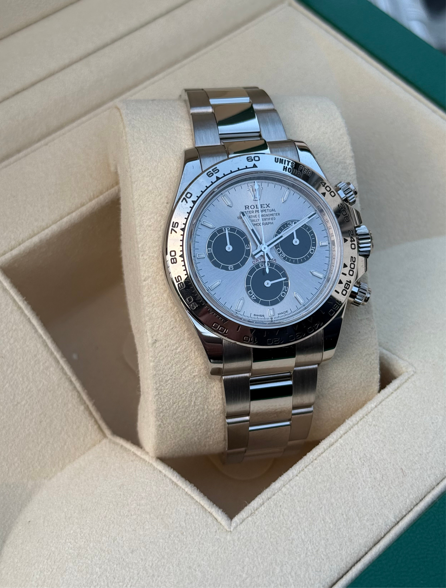 Rolex Daytona 126509 18ct White Gold case and Silver dial.