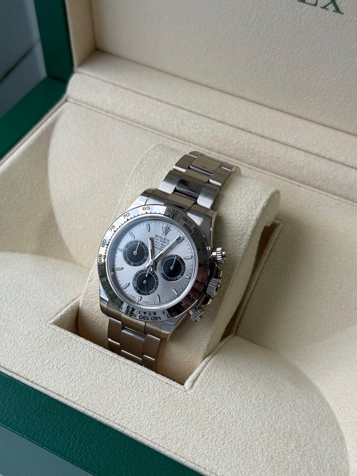 Rolex Daytona 126509 18ct White Gold case and Silver dial.