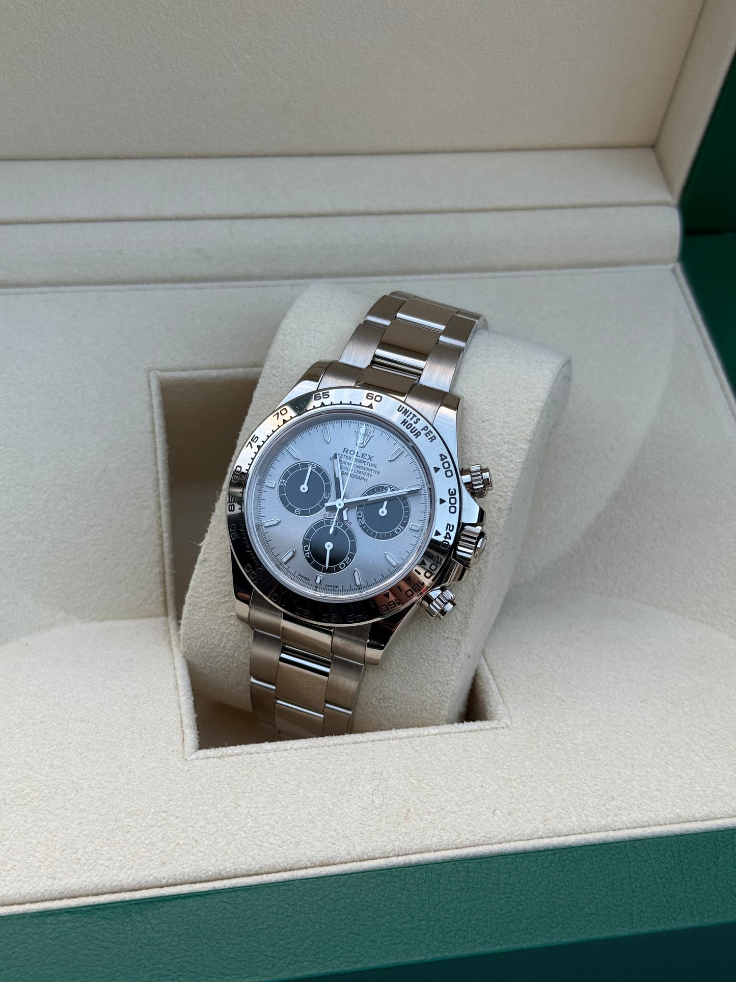 Rolex Daytona 126509 18ct White Gold case and Silver dial.