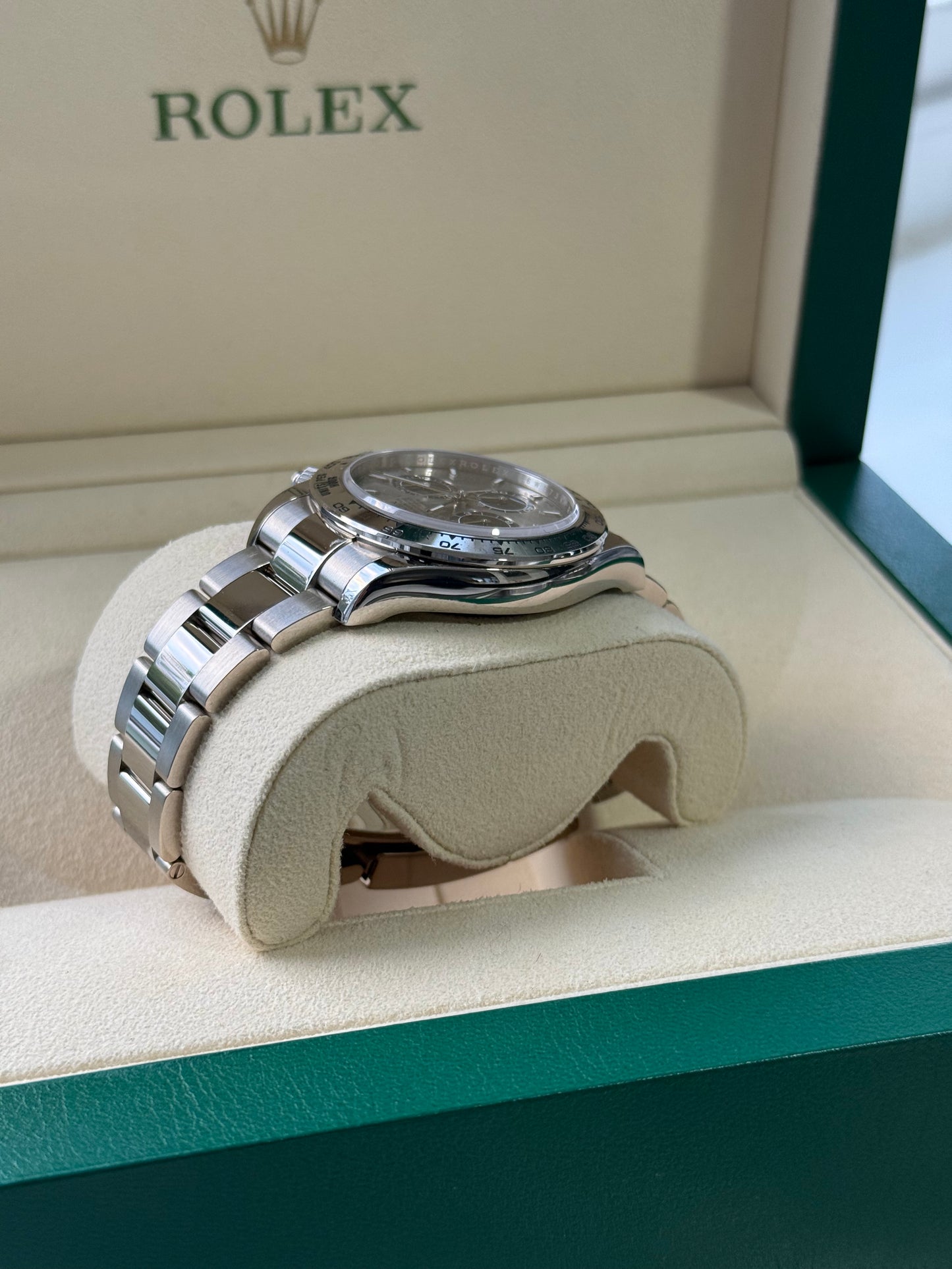 Rolex Daytona 126509 18ct White Gold case and Silver dial.
