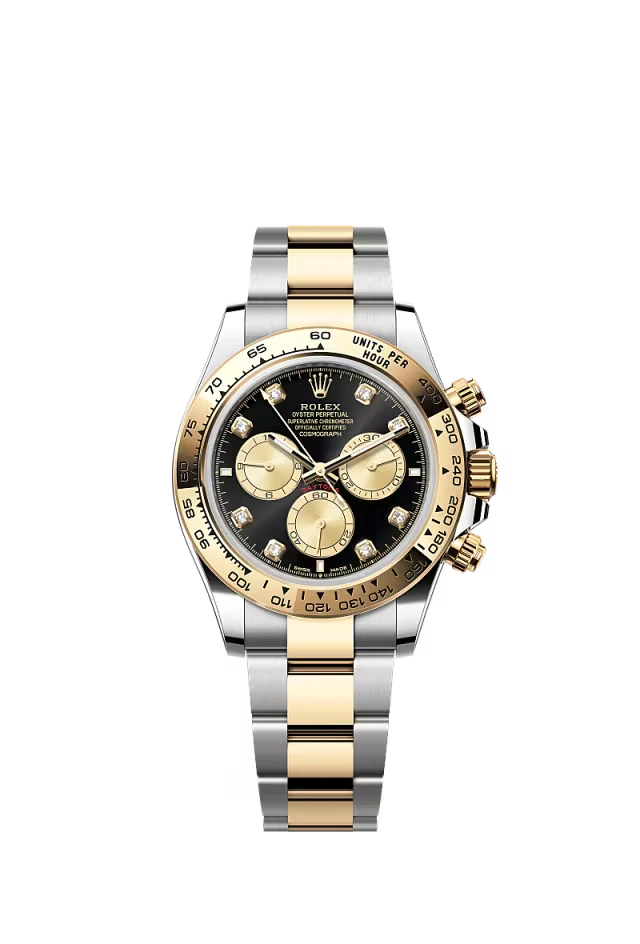 Pre-owned Rolex Cosmograph Daytona Steel & Yellow Gold Black Diamond Dial 40mm