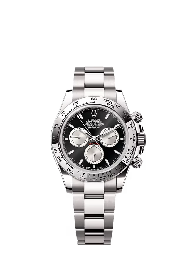 Pre-owned Rolex Cosmograph Daytona White Gold Black Dial 40mm