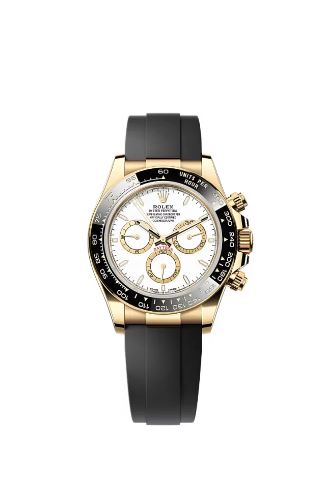 Pre-owned Rolex Cosmograph Daytona Oysterflex Yellow Gold White Dial 40mm