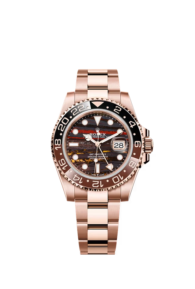 Pre-owned Rolex GMT Master II 40mm Rose Gold Tiger Iron Dial