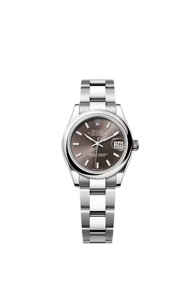 Pre-owned Rolex Datejust 31mm Oyster Smooth Dark Grey Roman Dial