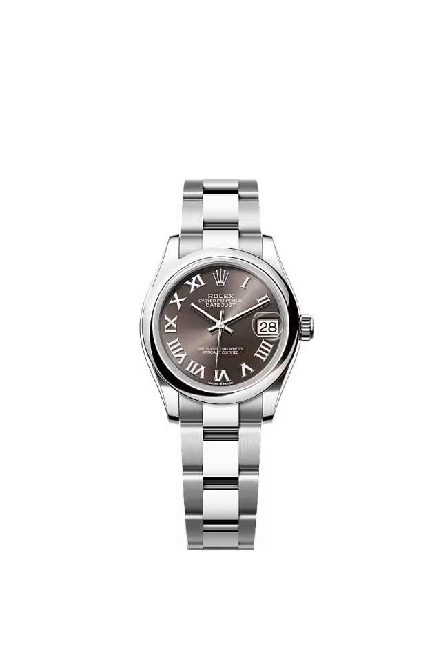 Pre-owned Rolex Datejust 31mm Oyster Smooth Dark Grey Roman Dial