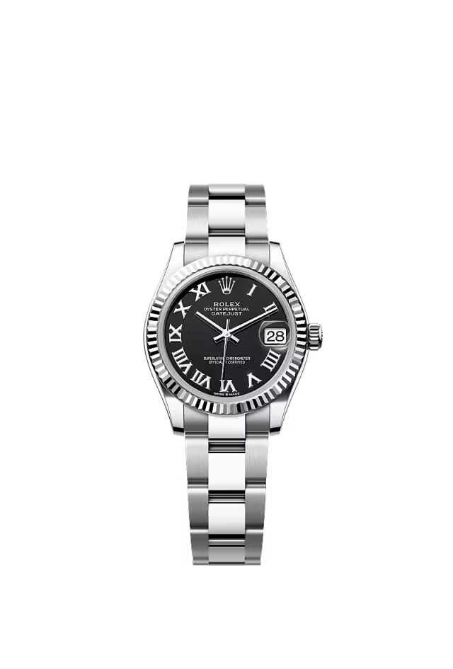Pre-owned Rolex Datejust 31mm Oyster Fluted Black Roman Dial