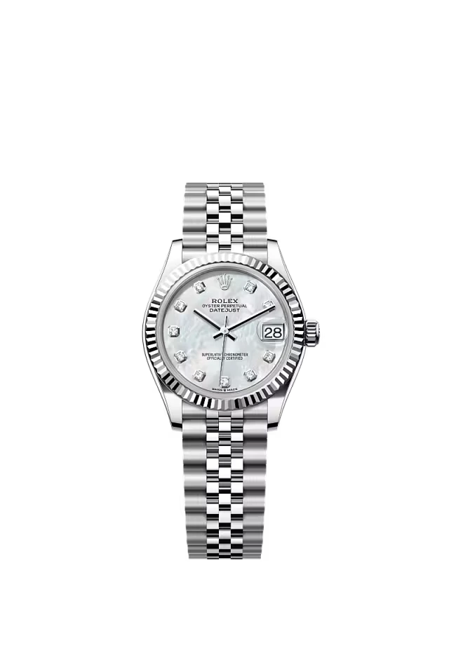 Pre-owned Rolex Datejust 31mm Jubilee Fluted Mother Of Pearl Diamond Dot Dial