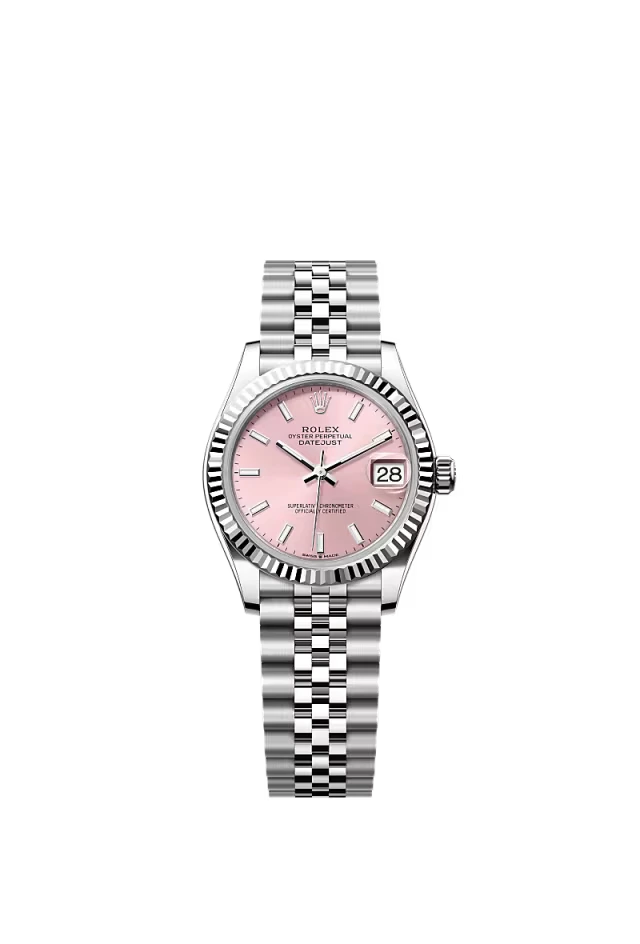 Pre-owned Rolex Datejust 31mm Jubilee Fluted Pink Baton Dial