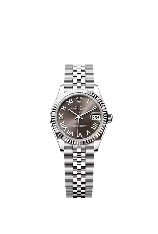 Pre-owned Rolex Datejust 31mm Jubilee Fluted Dark Grey Roman Dial