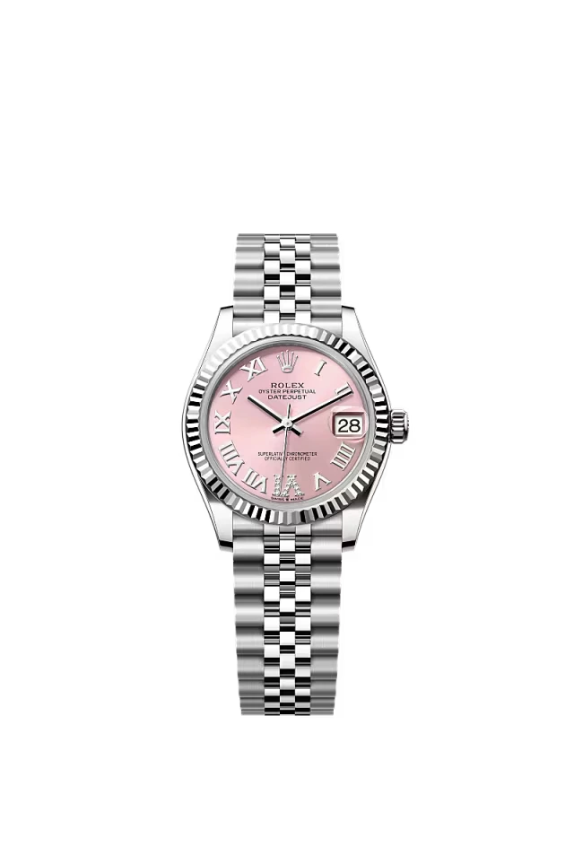 Pre-owned Rolex Datejust 31mm Jubilee Fluted Pink Diamond Roman Dial