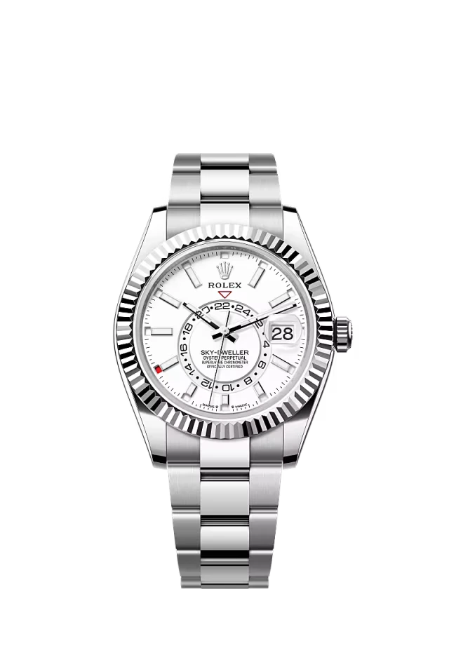 Pre-owned Rolex Sky-Dweller 42MM Oyster White Dial