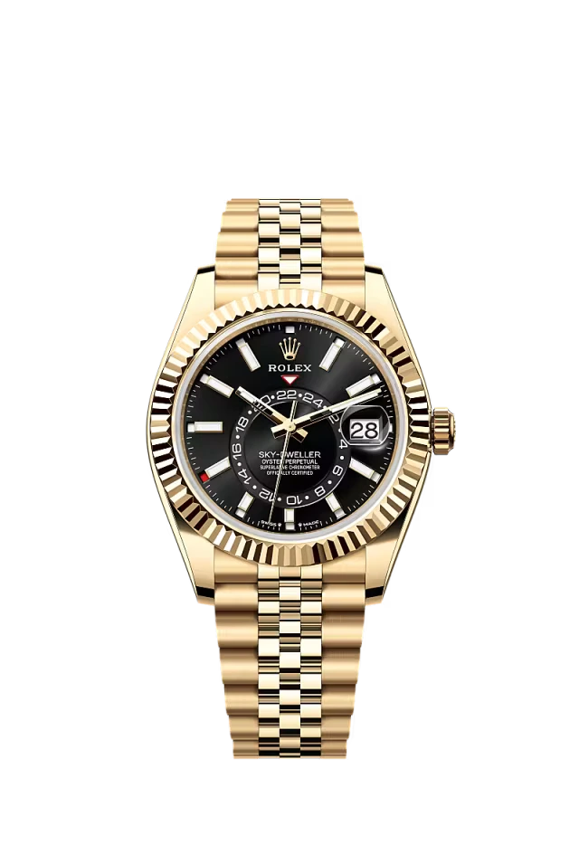 Pre-owned Rolex Sky-Dweller 42MM Jubilee Yellow Gold Black Dial