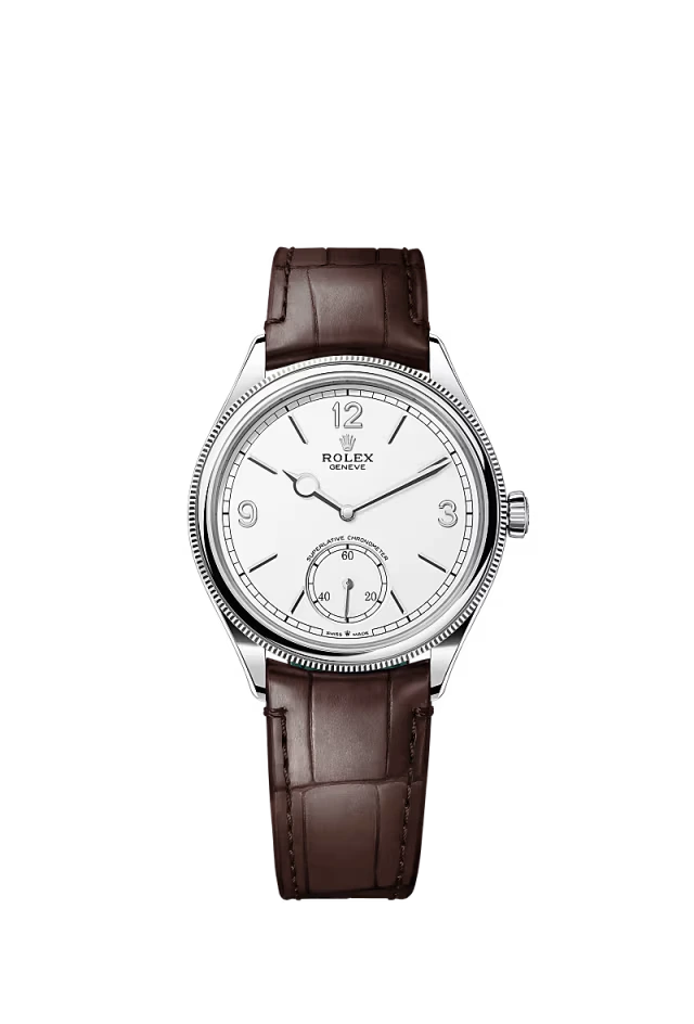 Pre-owned Rolex 1908 White Gold 39mm Brown Alligator Strap