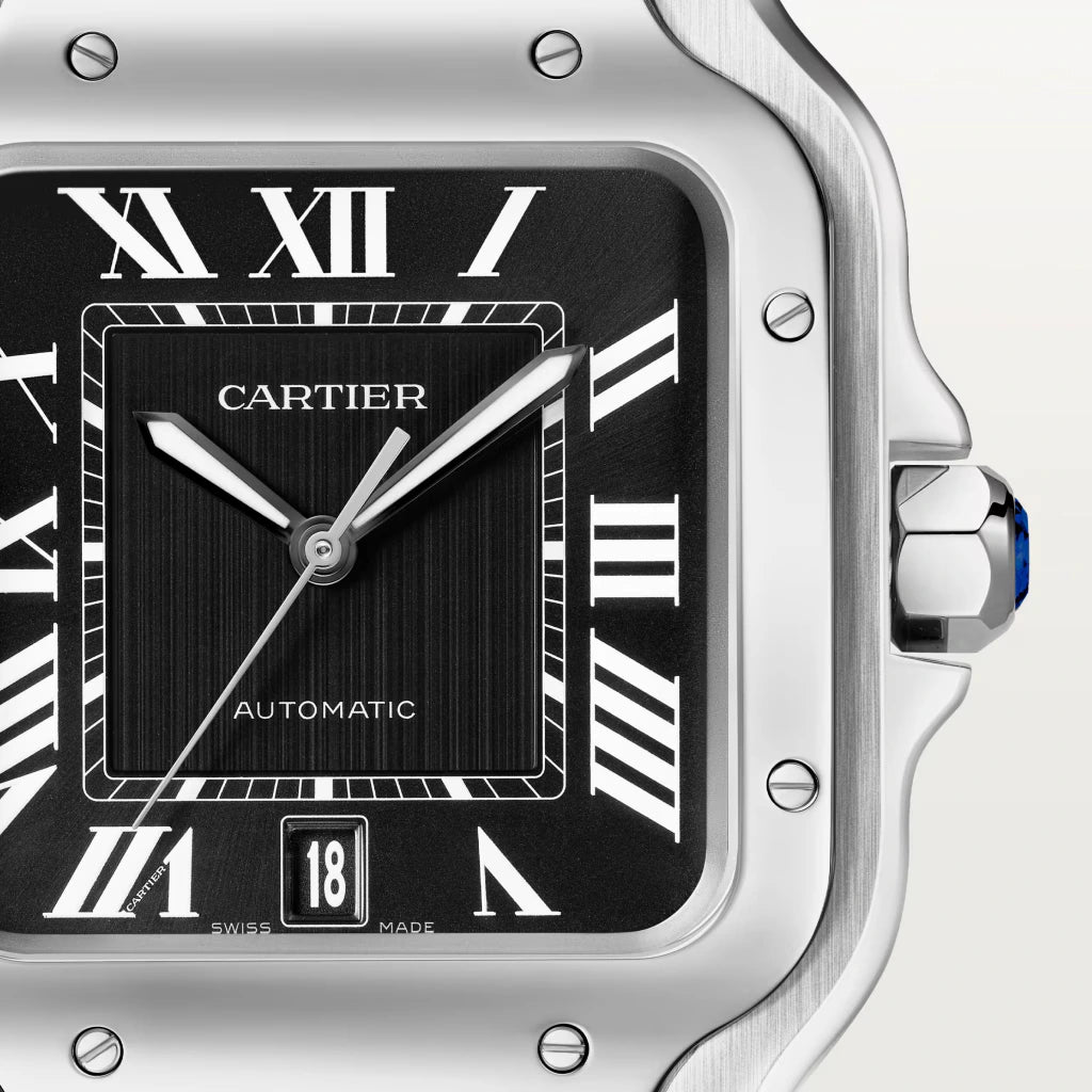 Pre-owned Cartier Santos de Cartier Large, Black Dial 2025
