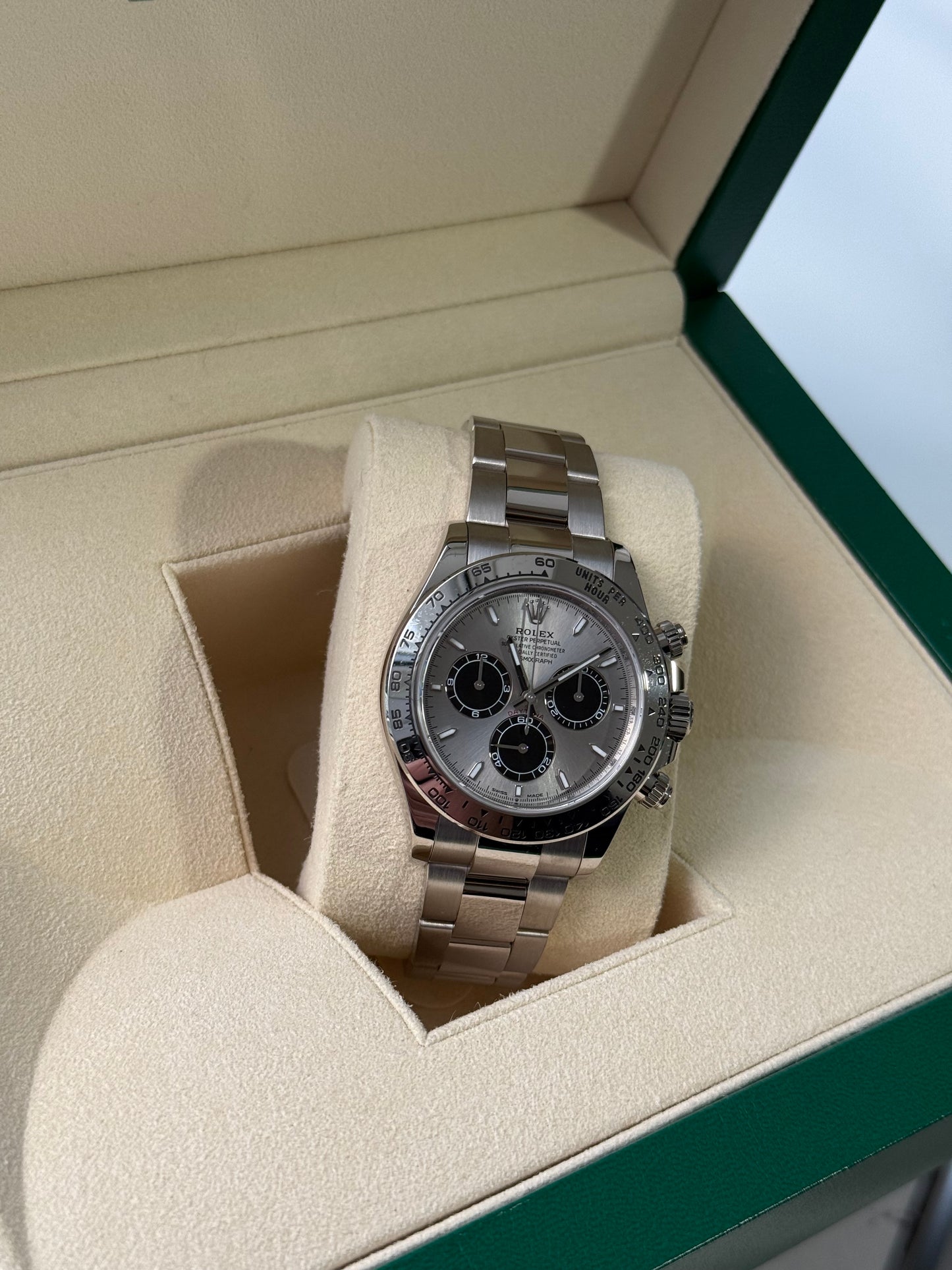 Rolex Daytona 126509 18ct White Gold case and Silver dial.