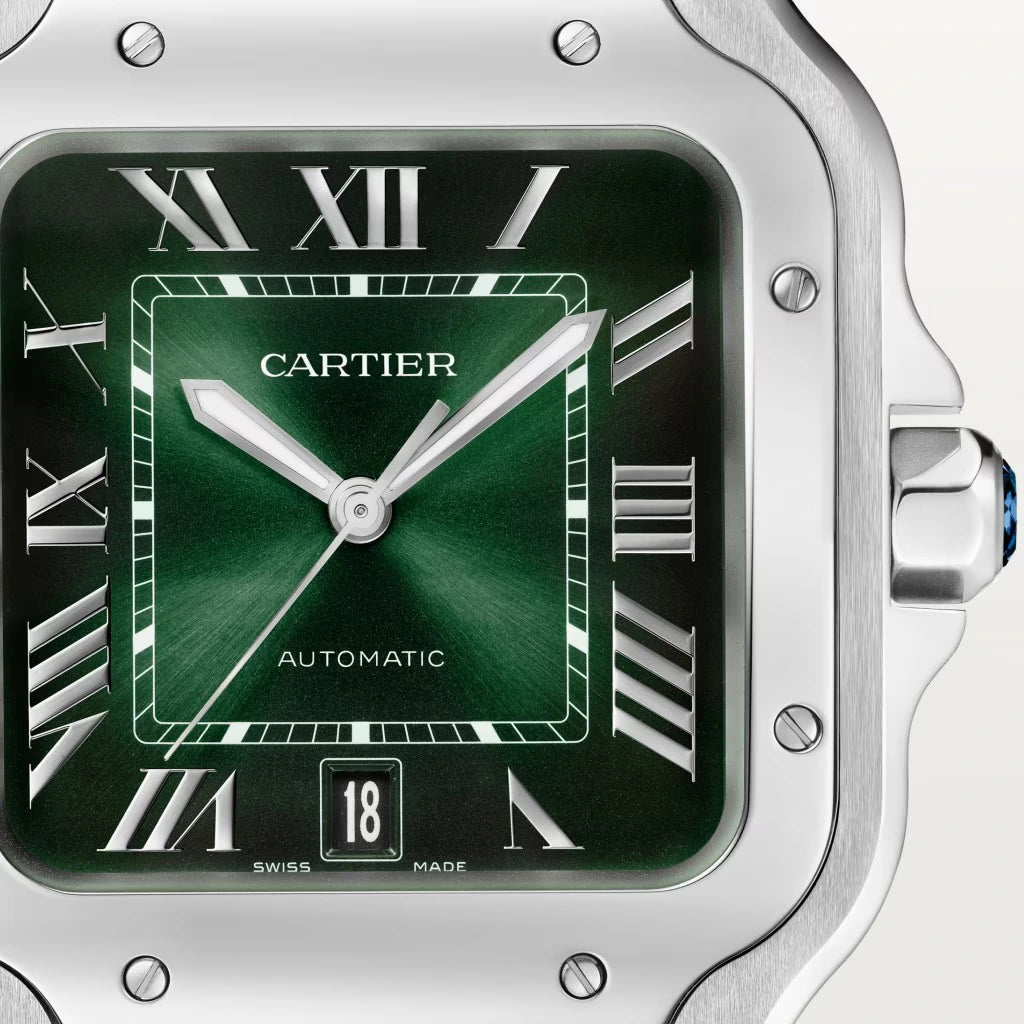 Pre-owned Cartier Santos De Cartier Medium, Green Dial 2025