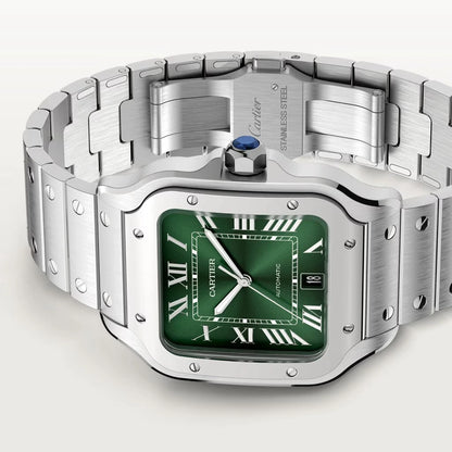 Pre-owned Cartier Santos De Cartier Medium, Green Dial 2025