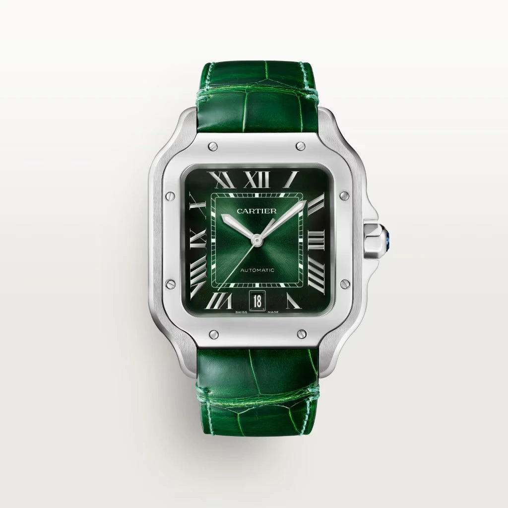 Pre-owned Cartier Santos De Cartier Medium, Green Dial 2025