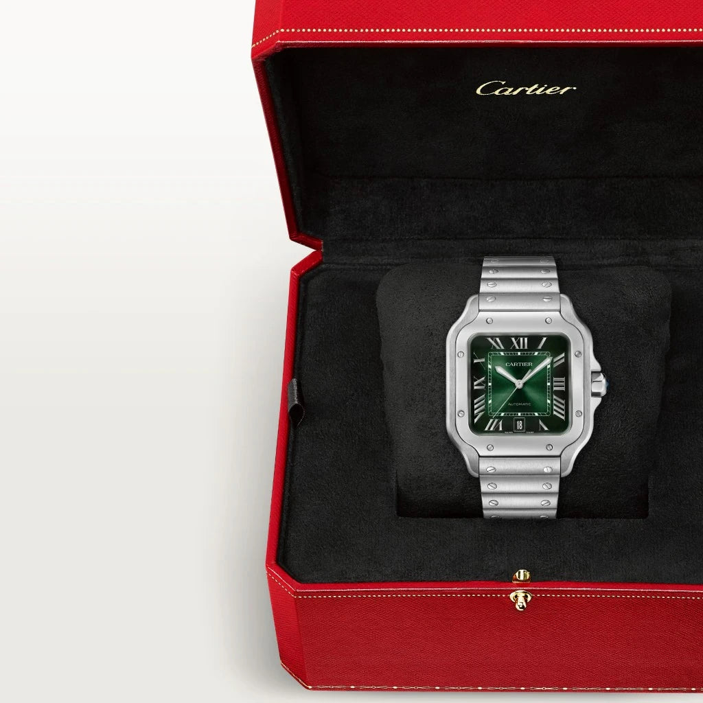 Pre-owned Cartier Santos De Cartier Medium, Green Dial 2025