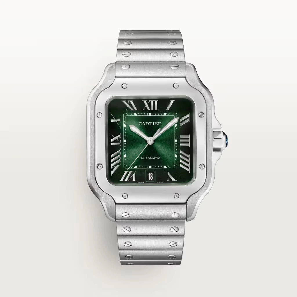 Pre-owned Cartier Santos De Cartier Medium, Green Dial 2025