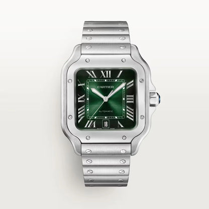 Pre-owned Cartier Santos De Cartier Medium, Green Dial 2025