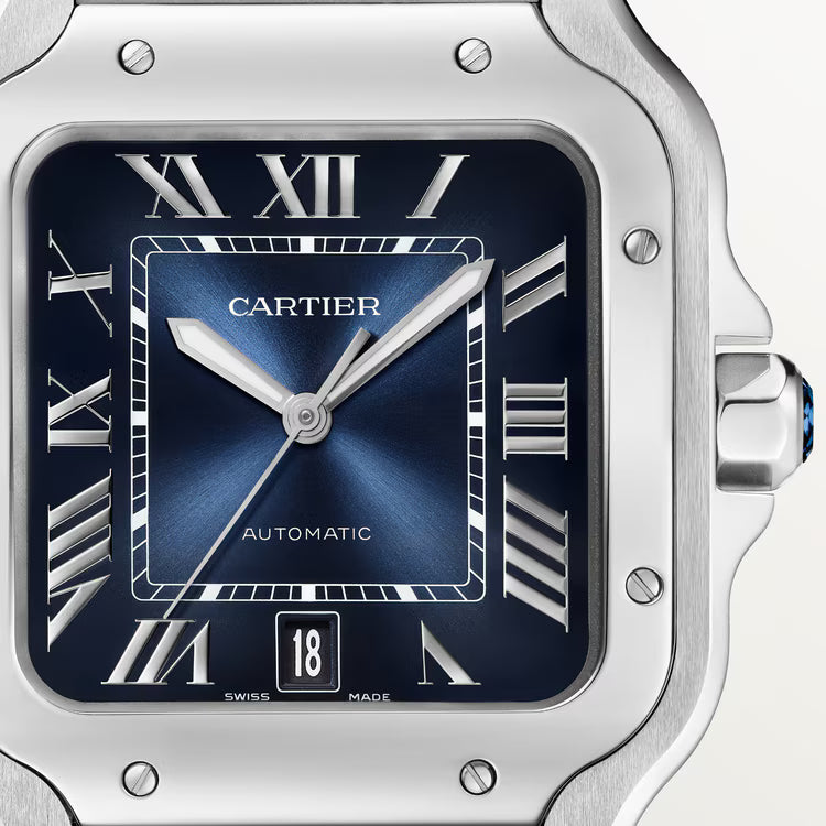 Pre-owned Cartier Santos De Cartier Medium, Blue Dial 2025