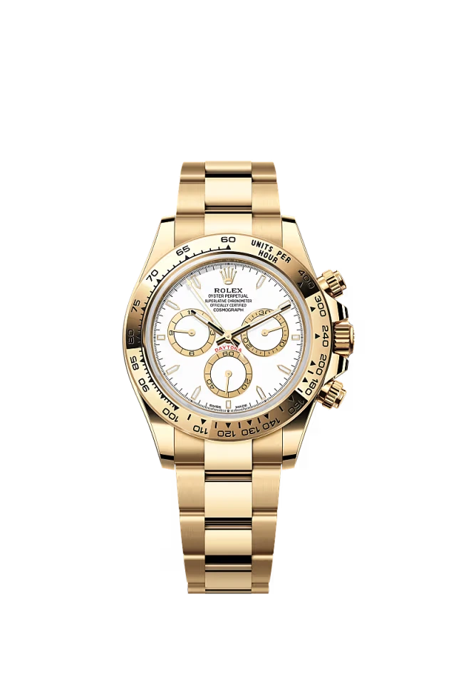 Pre-owned Rolex Cosmograph Daytona Yellow Gold White Dial 40mm