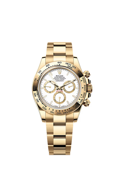 Pre-owned Rolex Cosmograph Daytona Yellow Gold White Dial 40mm