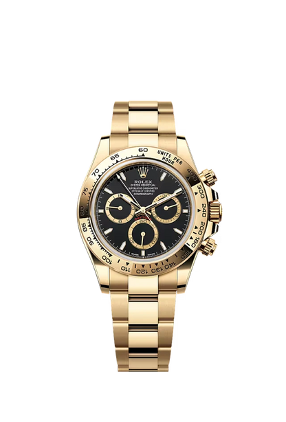 Pre-owned Rolex Cosmograph Daytona Yellow Gold Black On Black Dial 40mm