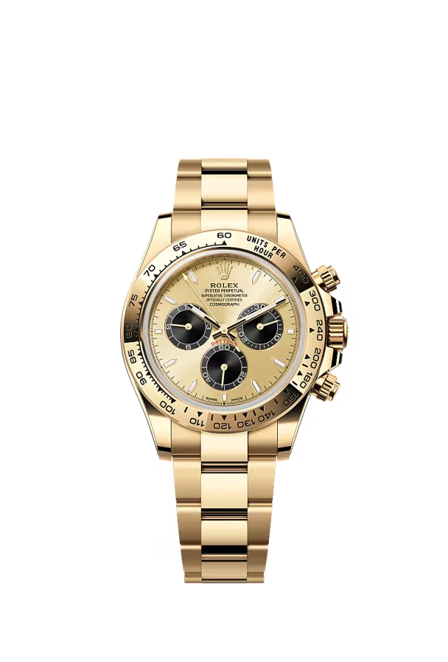 Pre-owned Rolex Cosmograph Daytona Yellow Gold Champaign & Black Dial 40mm