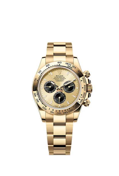 Pre-owned Rolex Cosmograph Daytona Yellow Gold Champaign & Black Dial 40mm