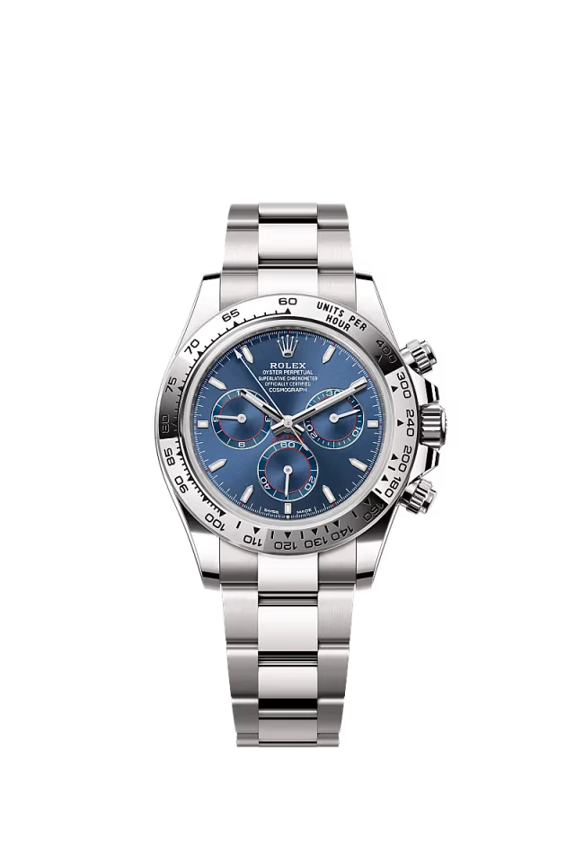 Pre-owned Rolex Cosmograph Daytona White Gold Blue Dial 40mm