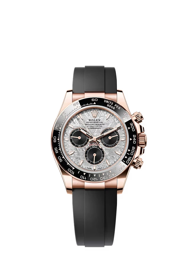 Pre-owned Rolex Cosmograph Daytona Rose Gold Oysterflex Meteorite Dial 40mm
