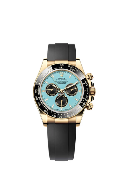 Pre-owned Rolex Cosmograph Daytona Oysterflex Yellow Gold 'Tiffany' Blue Dial 40mm