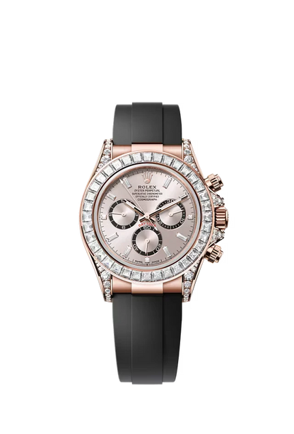 Pre-owned Rolex Cosmograph Daytona Rose Gold Oysterflex  Sundust Diamond Set Dial 40mm
