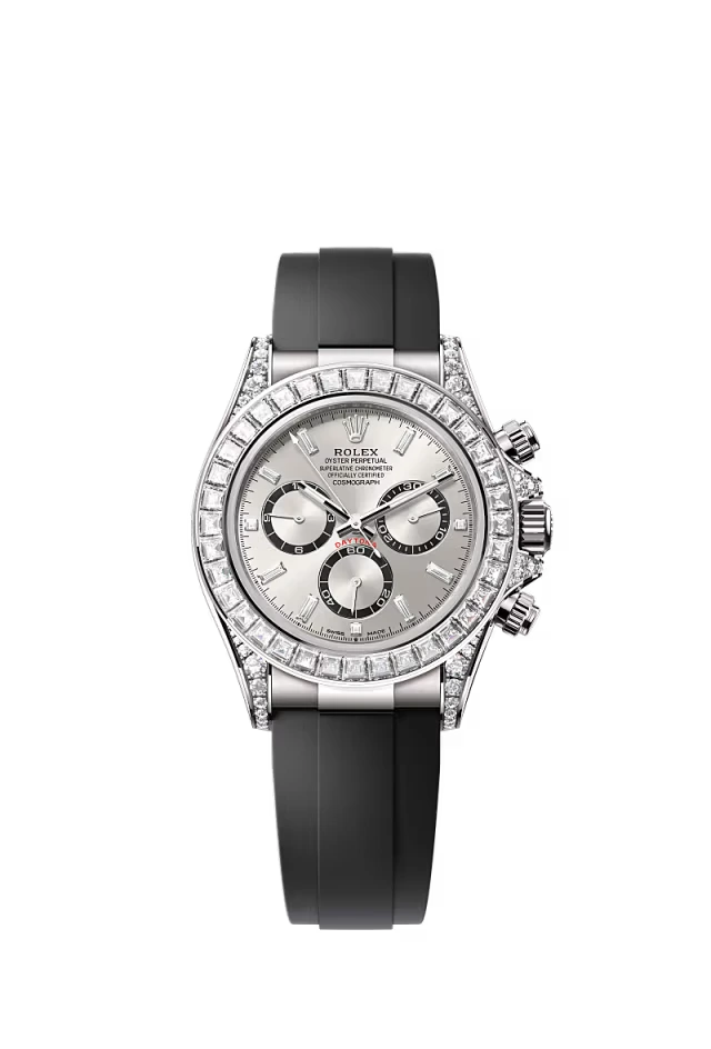 Pre-owned Rolex Cosmograph Daytona White Gold Oysterflex Steel & Diamond Dial 40mm