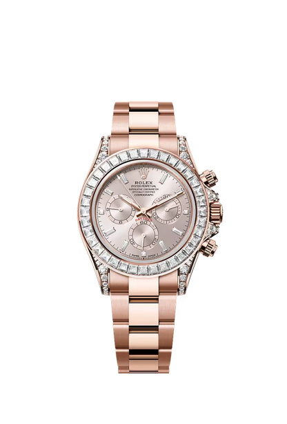 Pre-owned Rolex Cosmograph Daytona Rose Gold Sundust Diamond Set Dial 40mm