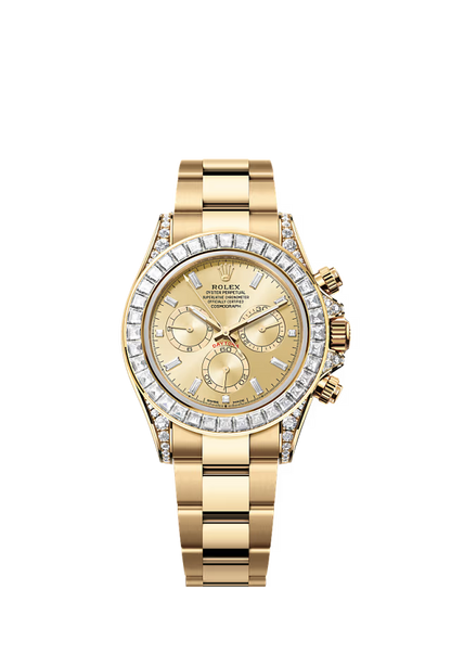 Pre-owned Rolex Cosmograph Daytona Yellow Gold Champagne Diamond Dial & Bezel 40mm
