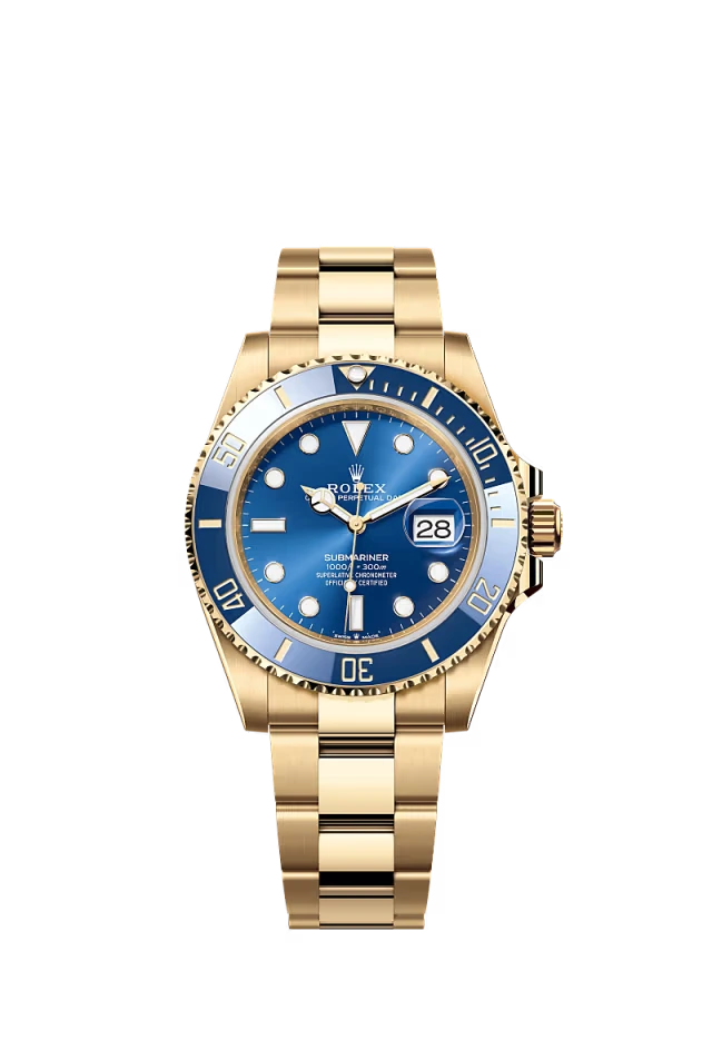 Pre-owned Rolex Submariner Date Yellow Gold 41mm Blue Dial