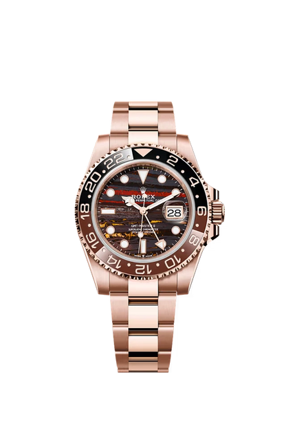 Pre-owned Rolex GMT Master II 40mm Rose Gold Tiger Iron Dial